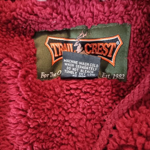Trail Crest Fleece Hoodie M Nordic Snowflake Fair Isle Red White Sherpa Lined... - Picture 12 of 12
